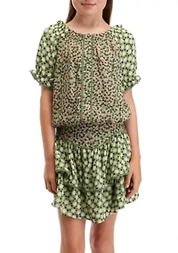 Girls 7-16 Mixed Print Skirt Set
