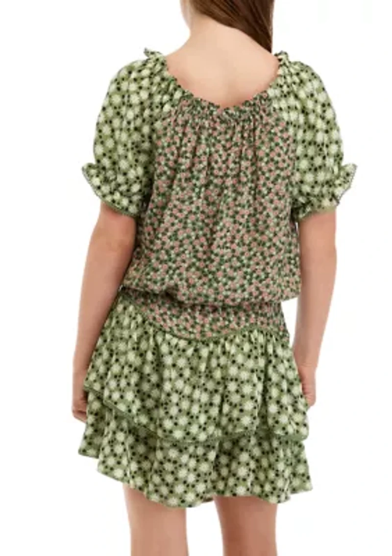 Girls 7-16 Mixed Print Skirt Set