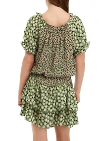 Girls 7-16 Mixed Print Skirt Set
