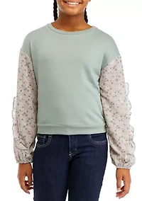 Girls 7-16 Floral Sleeve Top