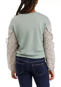 Girls 7-16 Floral Sleeve Top