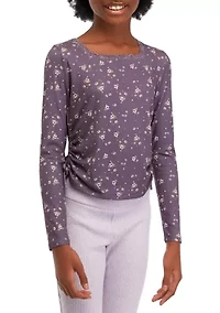 Girls 7-16 Long Sleeve Knit Top with Side Ties