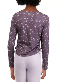 Girls 7-16 Long Sleeve Knit Top with Side Ties