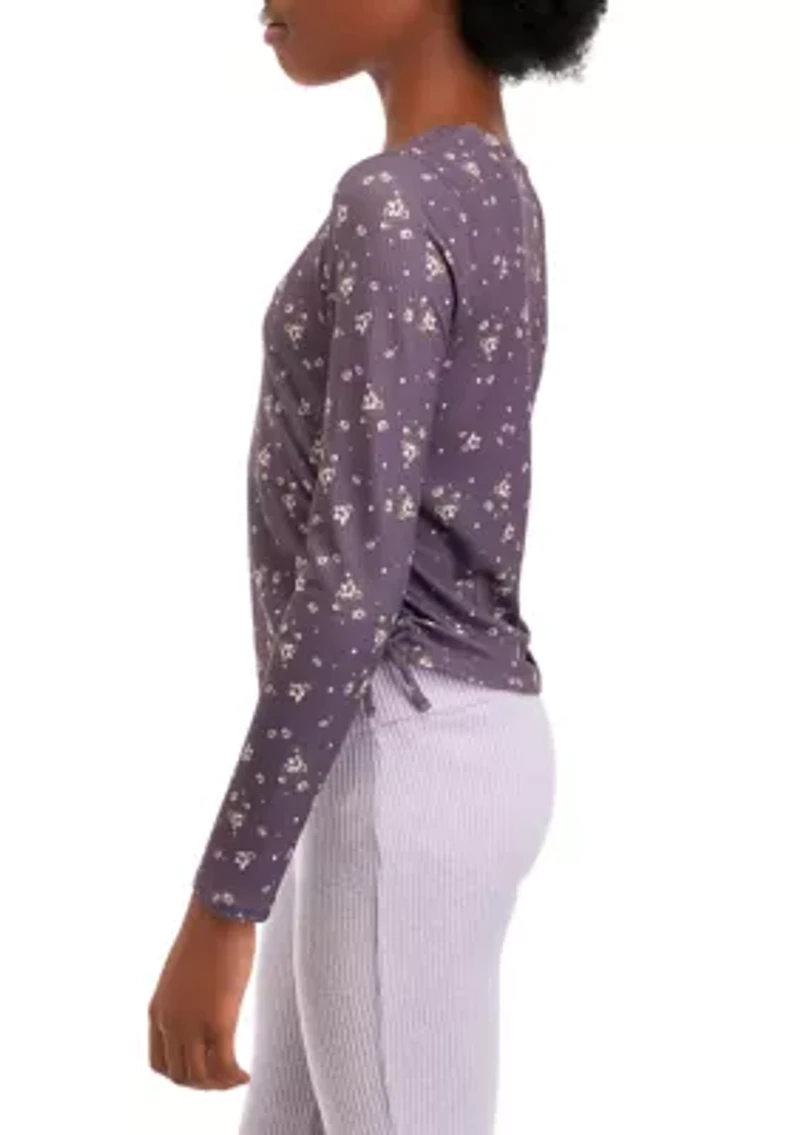 Girls 7-16 Long Sleeve Knit Top with Side Ties