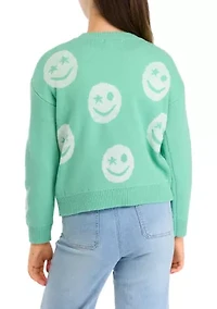 Girls 7-16 Smiley Sweater