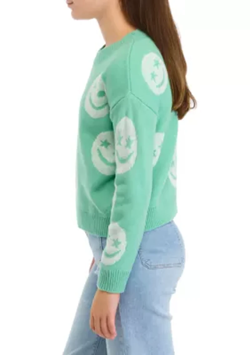 Girls 7-16 Smiley Sweater