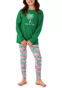 Girls 7-16 Green Palm Top