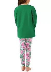 Girls 7-16 Green Palm Top