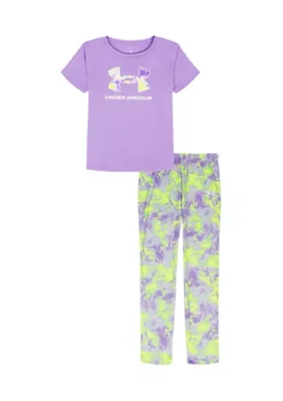 Girls 4-6x Short Sleeve Logo Graphic T-Shirt and Tie-Dye Legging Set