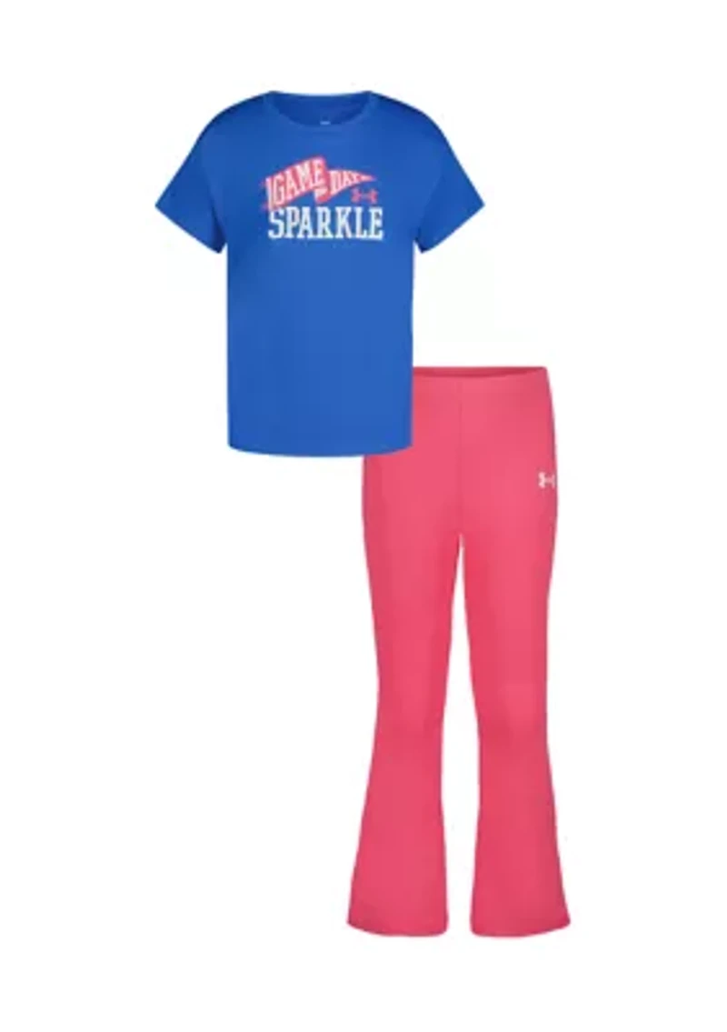Girls 4-6x Game Day Sparkle Graphic T-Shirt and Flare Pants Set