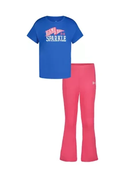 Girls 4-6x Game Day Sparkle Graphic T-Shirt and Flare Pants Set