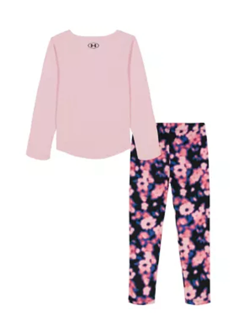 Girls 4-6x Graphic Top and Floral Printed Leggings Set