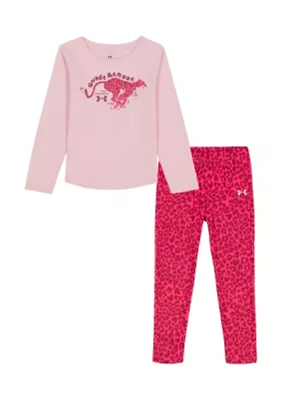 Girls 4-6x Pink Leopard Top and Printed Leggings Set