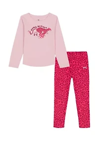 Girls 4-6x Pink Leopard Top and Printed Leggings Set