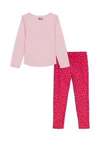 Girls 4-6x Pink Leopard Top and Printed Leggings Set
