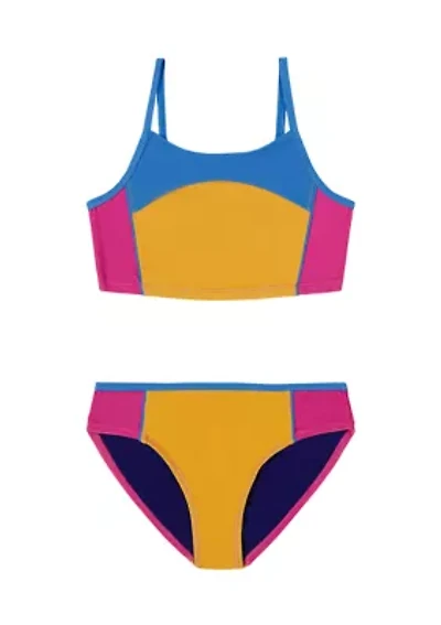 Girls 7-16 Color Blocked Two Piece Swimsuit