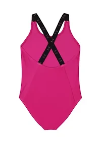 Girls 7-16 Racer One Piece Swimsuit