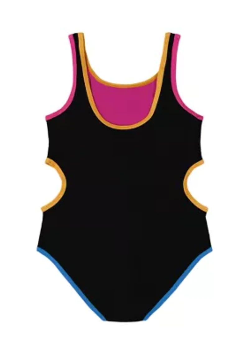 Girls 7-16 Blocked One Piece Swimsuit