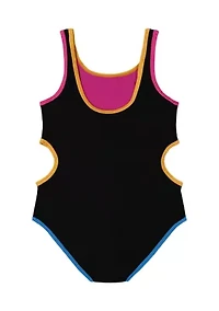 Girls 7-16 Blocked One Piece Swimsuit