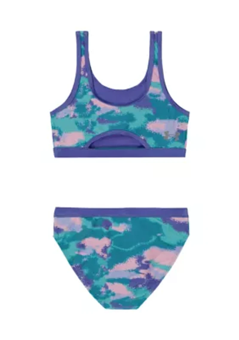Girls 7-16 Dissolve Camo Printed Two Piece Swimsuit