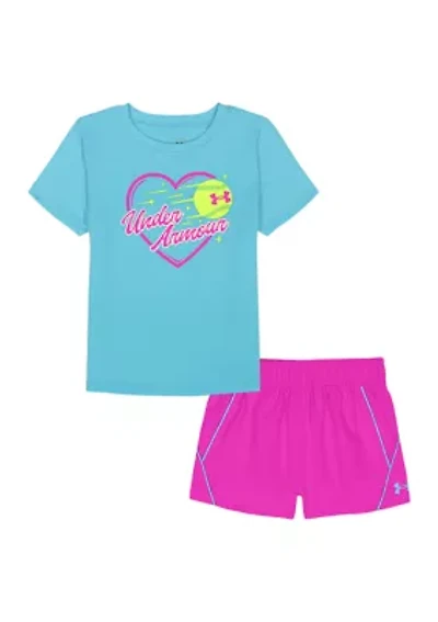 Girls 4-6 Heart Graphic Tech T-Shirt and Shorts Set