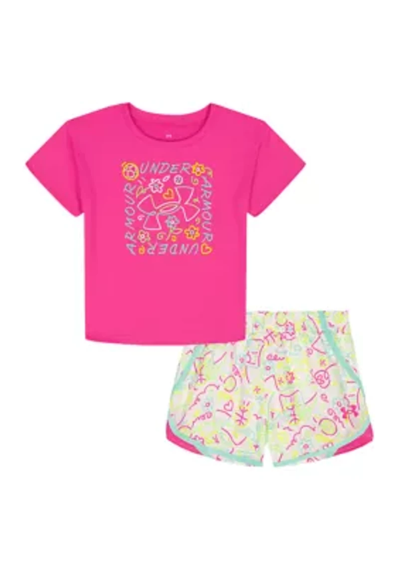 Girls 4-6 Pink Doodle Short Set