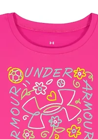 Girls 4-6 Pink Doodle Short Set