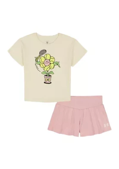 Girls 4-6x Tennis Flower Graphic T-Shirt and Flare Shorts Set
