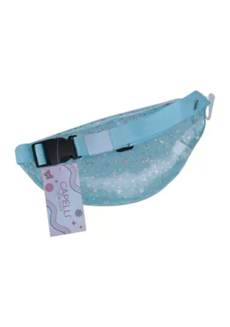 Girls Holographic Star Printed Glitter Belt Beg
