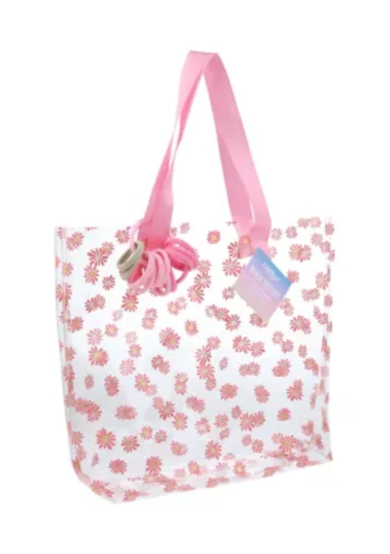 Girls Daisy Jelly Tote Bag with Hair Ties