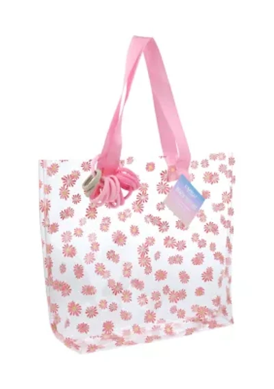 Girls Daisy Jelly Tote Bag with Hair Ties