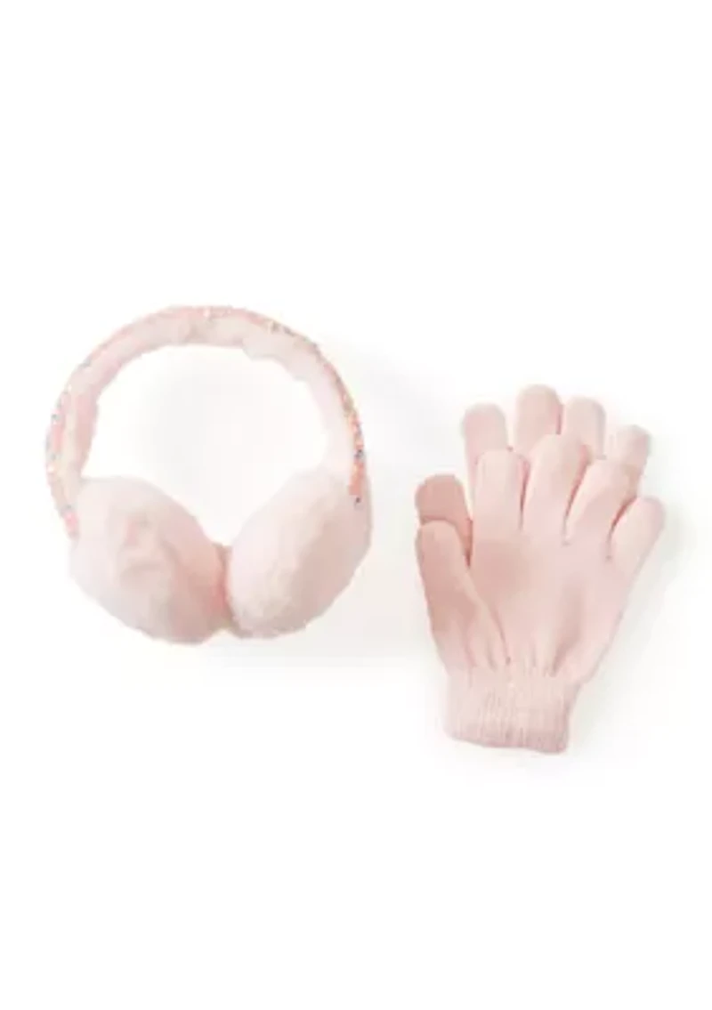 Girls Heart Earmuff and Glove Set