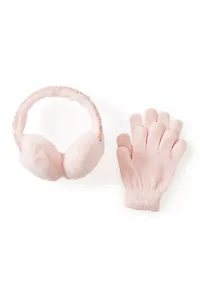 Girls Heart Earmuff and Glove Set
