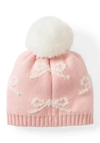 Kids Accessories Yarn Bow Hat and Mittens Set