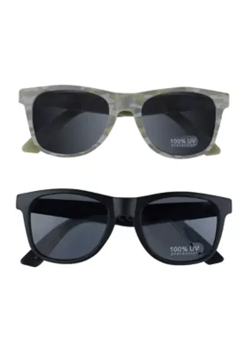 Boys Camo Printed and Solid Wayfarer Sunglasses - 2 Pack