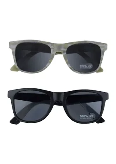 Boys Camo Printed and Solid Wayfarer Sunglasses - 2 Pack