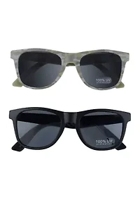 Boys Camo Printed and Solid Wayfarer Sunglasses - 2 Pack