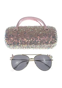 Girls Allover Sequin Sunglasses Case Set