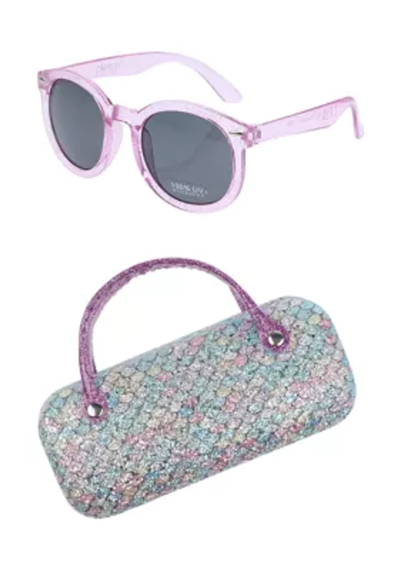 Girls Glitter Mermaid Scales Sunglasses and Case Set