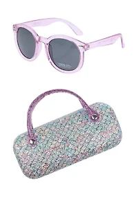 Girls Glitter Mermaid Scales Sunglasses and Case Set