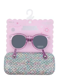 Girls Glitter Mermaid Scales Sunglasses and Case Set