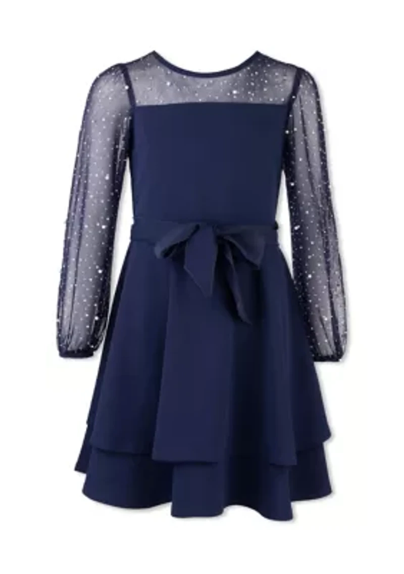 Girls 7-16 Double Layer Illusion Sleeve Dress