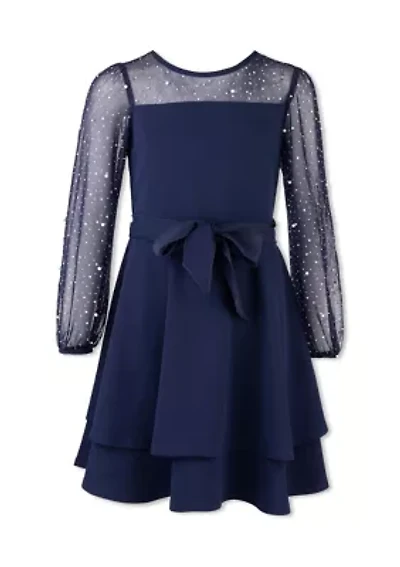 Girls 7-16 Double Layer Illusion Sleeve Dress