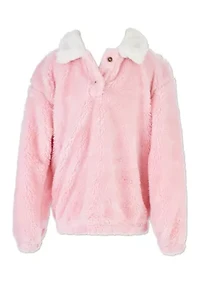 Girls 7-16 Collared Sherpa Pullover