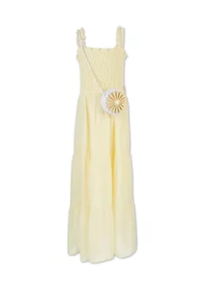 Girls 7-16 Green Clip Dot Maxi Dress