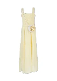 Girls 7-16 Green Clip Dot Maxi Dress