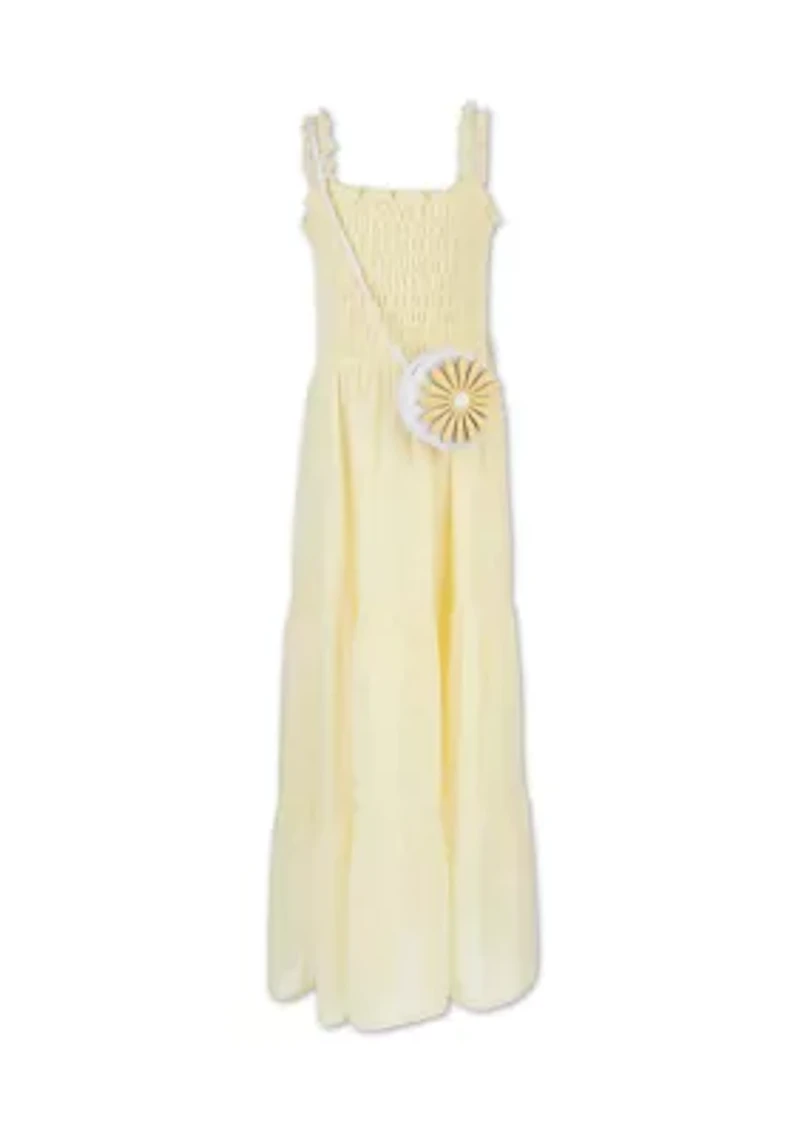 Girls 7-16 Green Clip Dot Maxi Dress