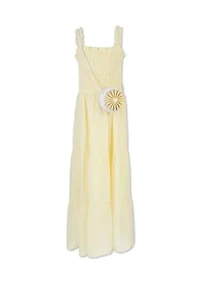 Girls 7-16 Green Clip Dot Maxi Dress