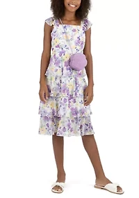 Girls 7-16 Floral Tiered Dress