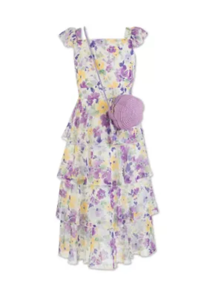 Girls 7-16 Floral Tiered Dress